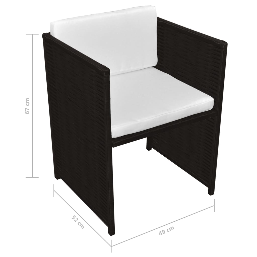 3-tlg. Bistro-Set mit Auflagen Poly Rattan Braun