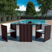 Thumbnail for 3-tlg. Bistro-Set mit Auflagen Poly Rattan Braun