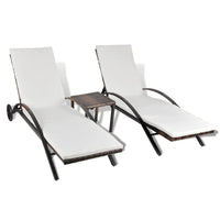 Thumbnail for Sonnenliegen mit Tisch Poly Rattan Braun