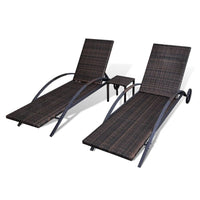 Thumbnail for Sonnenliegen mit Tisch Poly Rattan Braun