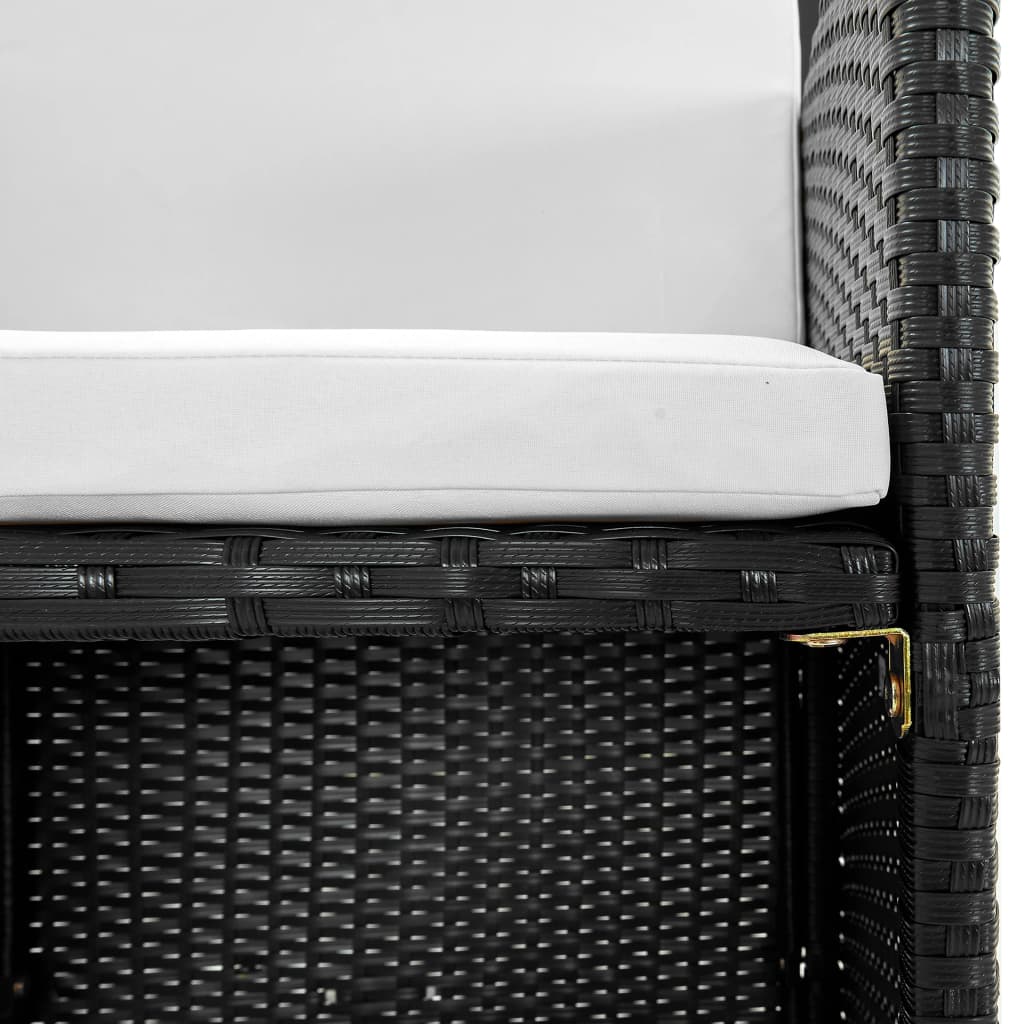13-tlg. Garten-Essgruppe mit Auflagen Poly Rattan Schwarz