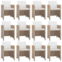 Thumbnail for 13-tlg. Garten-Essgruppe mit Auflagen Poly Rattan Beige