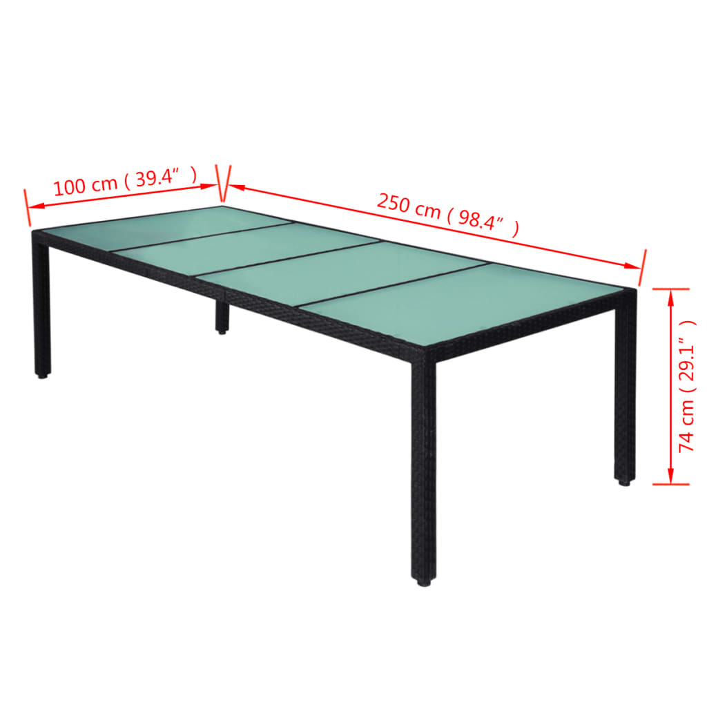 11-tlg. Garten-Essgruppe mit Auflagen Poly Rattan Schwarz