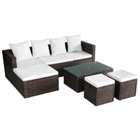 Thumbnail for 4-tlg. Garten-Lounge-Set mit Auflagen Poly Rattan Braun
