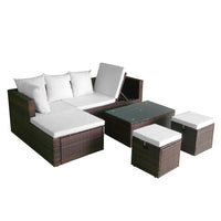 Thumbnail for 4-tlg. Garten-Lounge-Set mit Auflagen Poly Rattan Braun