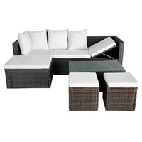 Thumbnail for 4-tlg. Garten-Lounge-Set mit Auflagen Poly Rattan Braun