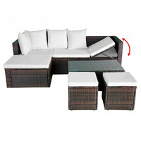 Thumbnail for 4-tlg. Garten-Lounge-Set mit Auflagen Poly Rattan Braun