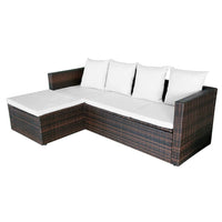 Thumbnail for 4-tlg. Garten-Lounge-Set mit Auflagen Poly Rattan Braun