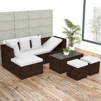 Thumbnail for 4-tlg. Garten-Lounge-Set mit Auflagen Poly Rattan Braun