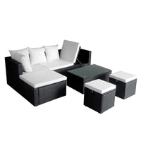 Thumbnail for 4-tlg. Garten-Lounge-Set mit Auflagen Poly Rattan Schwarz