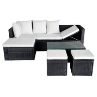 Thumbnail for 4-tlg. Garten-Lounge-Set mit Auflagen Poly Rattan Schwarz