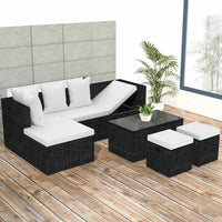 Thumbnail for 4-tlg. Garten-Lounge-Set mit Auflagen Poly Rattan Schwarz