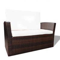 Thumbnail for 4-tlg. Garten-Lounge-Set mit Auflagen Poly Rattan Braun