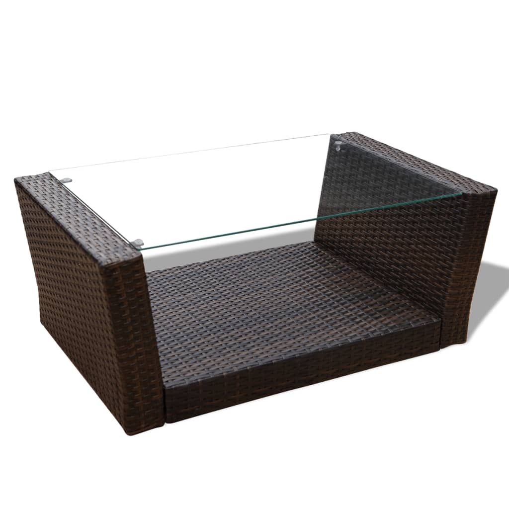 4-tlg. Garten-Lounge-Set mit Auflagen Poly Rattan Braun