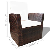 Thumbnail for 4-tlg. Garten-Lounge-Set mit Auflagen Poly Rattan Braun