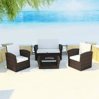 Thumbnail for 4-tlg. Garten-Lounge-Set mit Auflagen Poly Rattan Braun