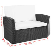 Thumbnail for 4-tlg. Garten-Lounge-Set mit Auflagen Poly Rattan Schwarz