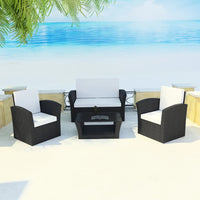 Thumbnail for 4-tlg. Garten-Lounge-Set mit Auflagen Poly Rattan Schwarz
