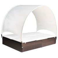 Thumbnail for Doppel-Sonnenliege mit Sonnendach Poly Rattan Braun