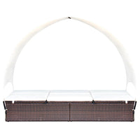 Thumbnail for Doppel-Sonnenliege mit Sonnendach Poly Rattan Braun