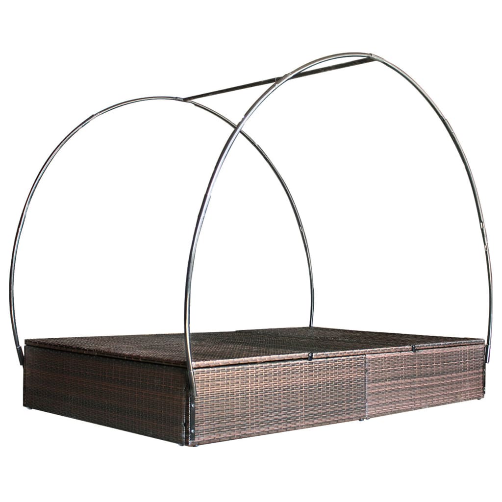 Doppel-Sonnenliege mit Sonnendach Poly Rattan Braun