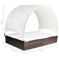 Thumbnail for Doppel-Sonnenliege mit Sonnendach Poly Rattan Braun