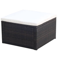 Thumbnail for Hocker mit Kissen Poly Rattan 53×53×30 cm Braun