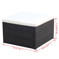 Thumbnail for Hocker mit Kissen Poly Rattan 53×53×30 cm Braun