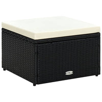 Thumbnail for Hocker mit Kissen Poly Rattan 53×53×30 cm Schwarz