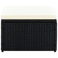 Thumbnail for Hocker mit Kissen Poly Rattan 53×53×30 cm Schwarz