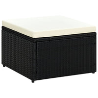 Thumbnail for Hocker mit Kissen Poly Rattan 53×53×30 cm Schwarz