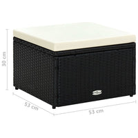 Thumbnail for Hocker mit Kissen Poly Rattan 53×53×30 cm Schwarz