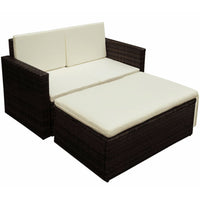 Thumbnail for 2-tlg. Garten-Lounge-Set mit Auflagen Poly Rattan Braun