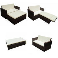 Thumbnail for 2-tlg. Garten-Lounge-Set mit Auflagen Poly Rattan Braun
