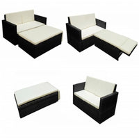 Thumbnail for 2-tlg. Garten-Lounge-Set mit Auflagen Poly Rattan Schwarz