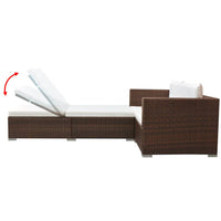 Thumbnail for 3-tlg. Garten-Lounge-Set mit Auflagen Poly Rattan Braun