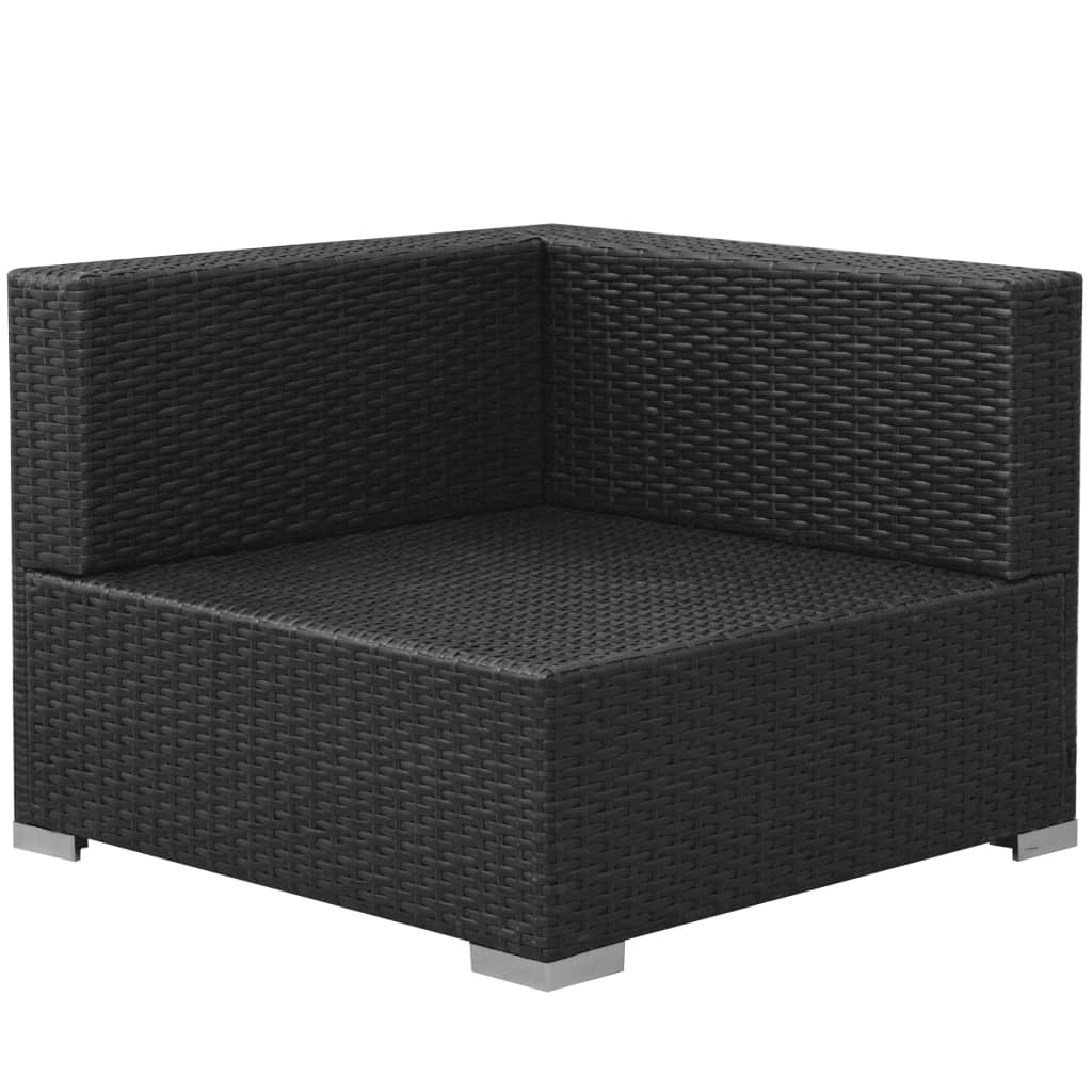 3-tlg. Garten-Lounge-Set mit Auflagen Poly Rattan Schwarz
