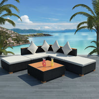 Thumbnail for 6-tlg. Garten-Lounge-Set mit Auflagen Poly Rattan Schwarz