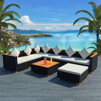 Thumbnail for 8-tlg. Garten-Lounge-Set mit Auflagen Poly Rattan Schwarz
