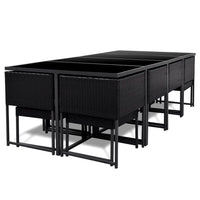 Thumbnail for 13-tlg. Garten-Essgruppe mit Auflagen Poly Rattan Schwarz