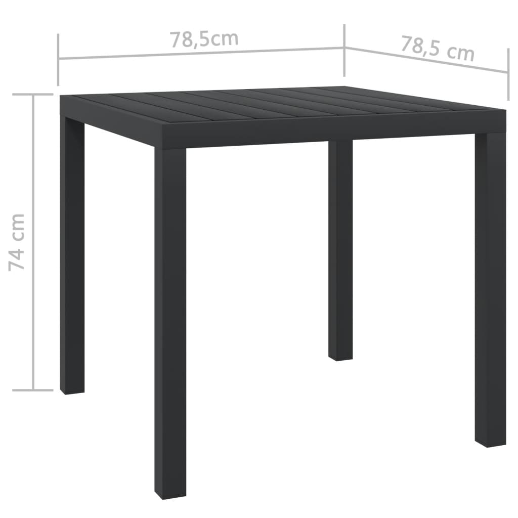 Garten-Esstisch WPC Aluminium 80 x 80 x 74 cm Schwarz
