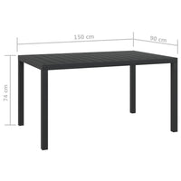 Thumbnail for Garten-Esstisch WPC Aluminium 150 x 90 x 74 cm Schwarz