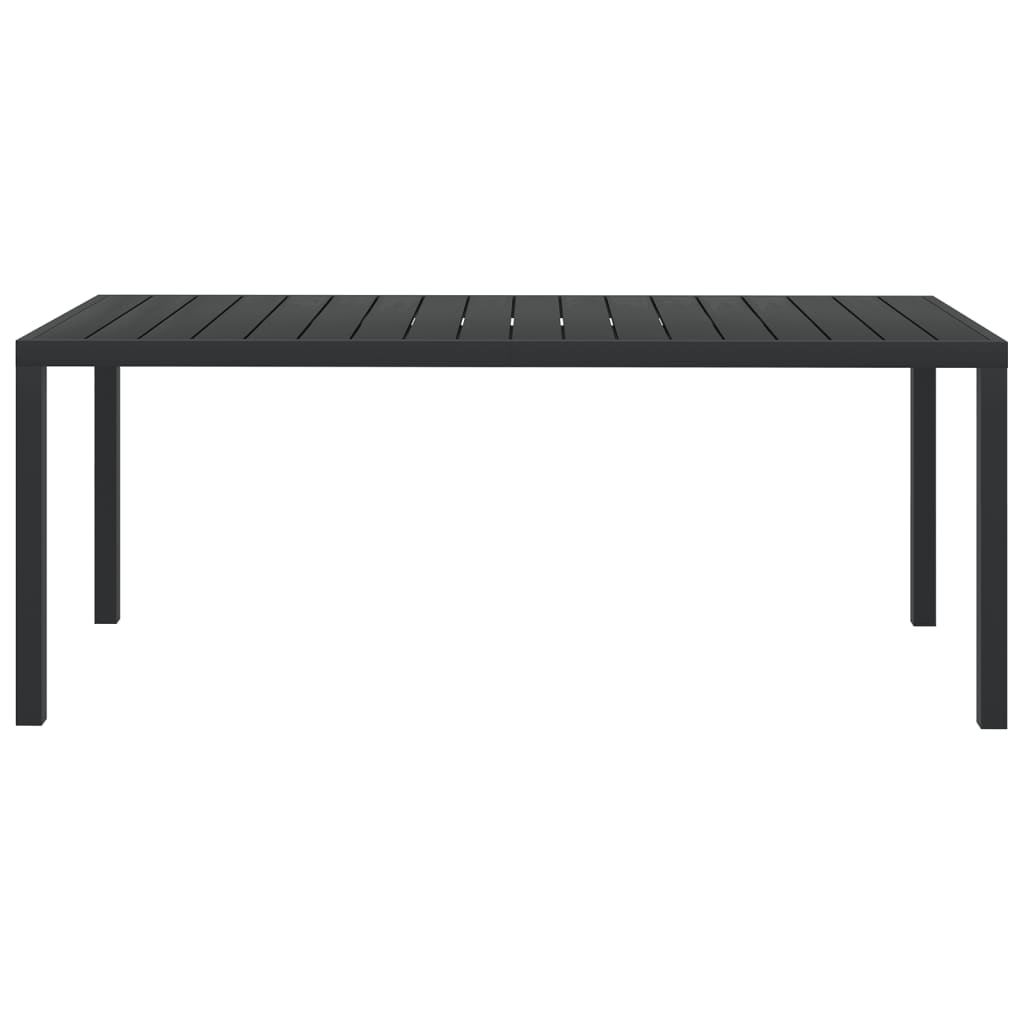 Garten-Esstisch WPC Aluminium 185 x 90 x 74 cm Schwarz