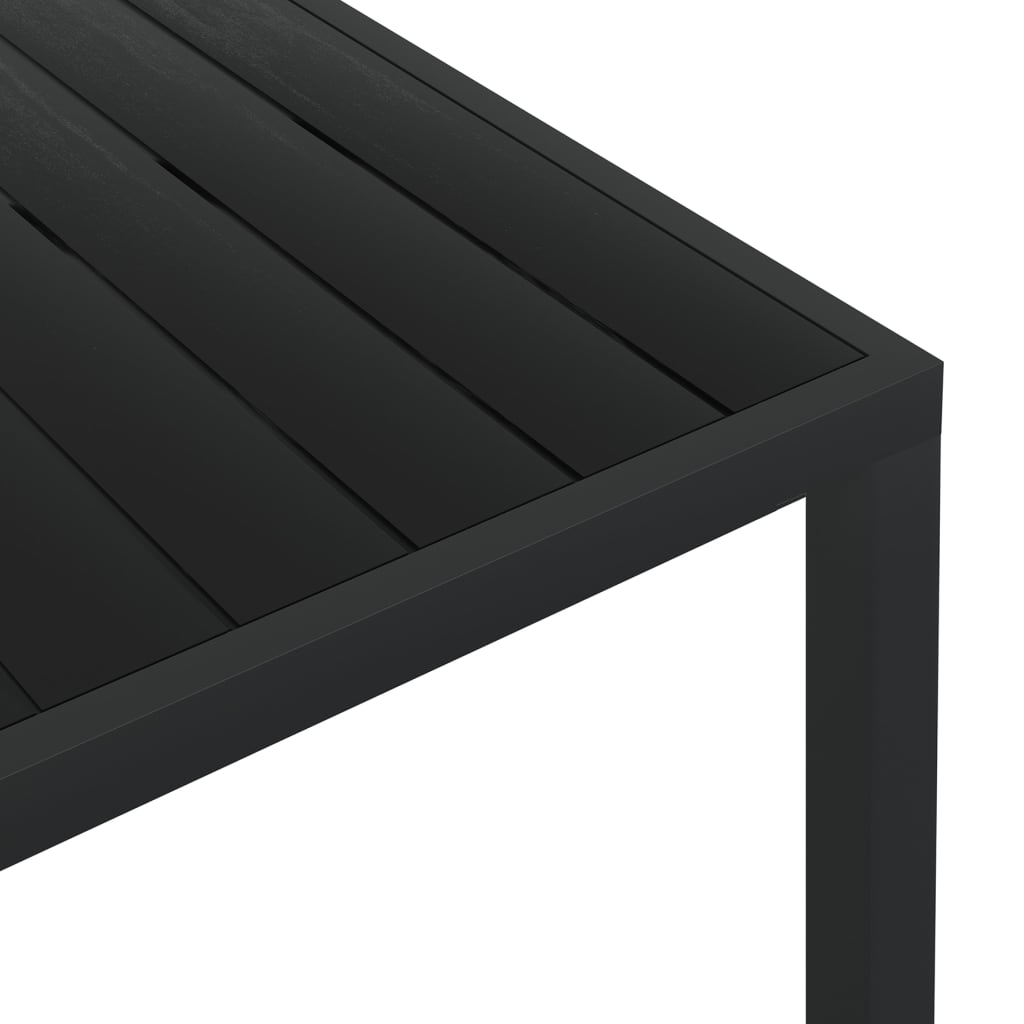 Garten-Esstisch WPC Aluminium 185 x 90 x 74 cm Schwarz