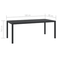 Thumbnail for Garten-Esstisch WPC Aluminium 185 x 90 x 74 cm Schwarz