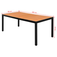 Thumbnail for Garten-Esstisch WPC Aluminium 185 x 90 x 74 cm Braun