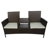 Thumbnail for 2-Sitzer-Gartensofa mit Teetisch Poly Rattan Braun