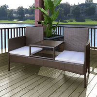 Thumbnail for 2-Sitzer-Gartensofa mit Teetisch Poly Rattan Braun