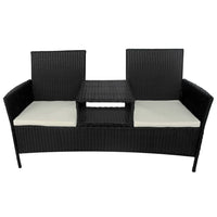 Thumbnail for 2-Sitzer-Gartensofa mit Teetisch Poly Rattan Schwarz
