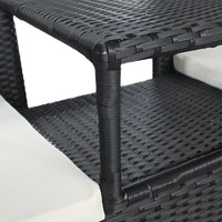 Thumbnail for 2-Sitzer-Gartensofa mit Teetisch Poly Rattan Schwarz